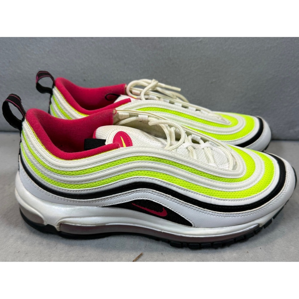 Nike Air Max 97 White Volt Pink Blast Mens 9 CI9871-100 Running Shoes